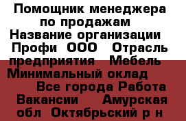 Помощник менеджера по продажам › Название организации ­ Профи, ООО › Отрасль предприятия ­ Мебель › Минимальный оклад ­ 60 000 - Все города Работа » Вакансии   . Амурская обл.,Октябрьский р-н